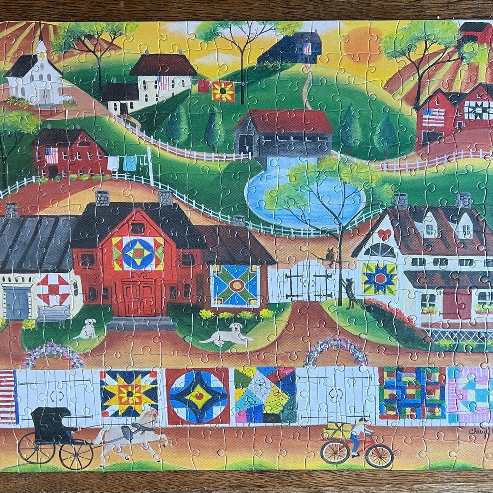 “Sunrise Colorful Country Quilt” Cheryl Bartley Americana 300 Piece Puzzle - Picture 2 of 15